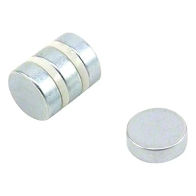 Image of Zinc Plated N42 Neodymium Magnet for Arts, Crafts, Model Making, DIY, Hobbies, Office and Home 15mm dia x 5mm thick 5.4kg Pull Pack of 4