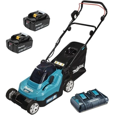 Image of Makita DLM382CT2 Twin 18V (36V) Li ion LXT 38cm Lawnmower Complete with 2 x 5.0 Ah Batteries and Port Charger