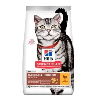 Image of Hill Science Plan Adult Cats Hairball &amp; Indoor Chicken 1.5kg Complete Food Reduce Build Up Hairballs with Exclusive Mix of Fibres Adapted Fat Protein Contents Support Weight Management