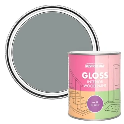 Image of Rust Oleum Grey Interior Wood Paint in Gloss Finish Slate 750ml