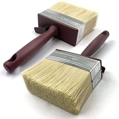 Image of 2 Pack Shed and Fence Paint Brush 4 Inch Paintbrushes Decorating Decking Masonry Large for Painting Shed, Fence, Exterior Walls etc