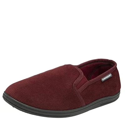 Image of DUNLOP House Slippers for Men Memory Foam Indoor Home Bedroom Comfortable Fleece (12 UK, Bordo, numeric_12)