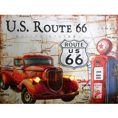 Image of Shawprint US ROUTE 66 RETRO METAL FRIDGE MAGNET 100MM X 75MM (134F)