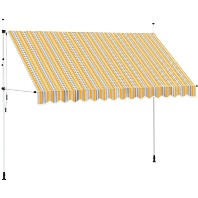 Image of vidaXL Manual Retractable Awning 350 cm Yellow and Blue Stripes