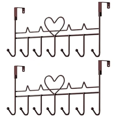 Image of WBDXWB Over The Door Hook, Hanger for Coat, Towel, Bag, Robe (2 Pack, Bronze)