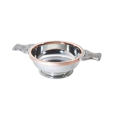 Image of Wentworth Pewter Large and Copper Quaich Whisky Tasting Bowl Loving Cup Burns Night