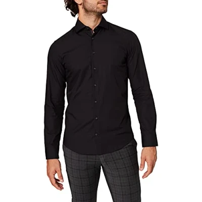 Image of Seidensticker Men&#039;s Slim Fit Langarm Popeline Shirt,Black,42