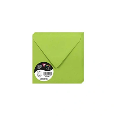 Image of Clairefontaine Ref 5548C Pollen Envelopes (Pack of 20) 140 x 140mm Sized, 120gsm Paper, Gummed Seal, Inkjet &amp; Laser Printer Compatible, Acid Free Intensive Green