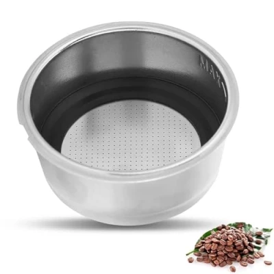 Image of 51mm Coffee Portafilter Basket, 2 Cups Stainless Steel Pressurized Filter Basket Bottomless Espresso Machines Accessories