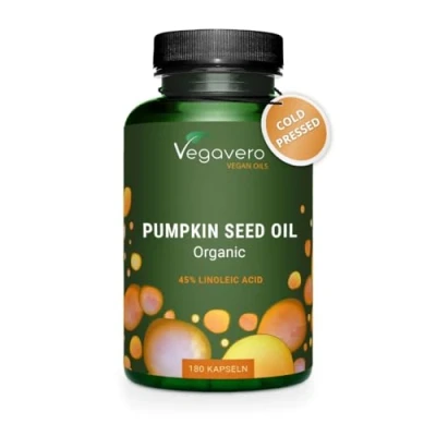 Image of Vegavero Organic Pumpkin Seed Oil Capsules 1000 mg Prostate Supplements 45% Omega 6 Fatty Acids NO Additives Overactive Bladder &amp; Urinary Tract Health 180 Vegan