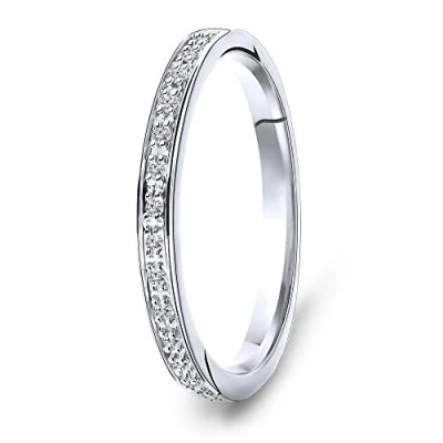Image of Miore Jewellery Women 0.05 Ct Diamond Eternity Ring White Gold 9 Kt/375