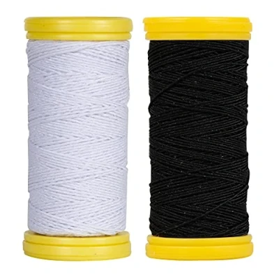 Image of Shirring Elastic for Sewing, Thread, Shearing Elastic, Black and White (Set of 2 x 20m)