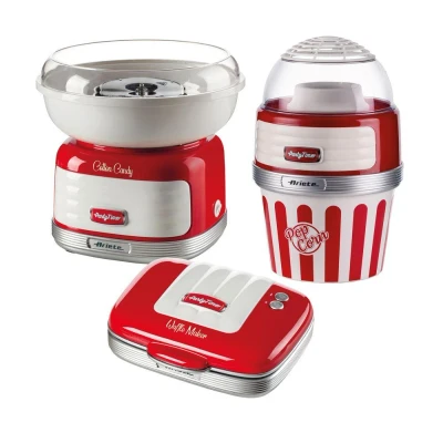 Image of Ariete ARPK43 Retro Style Candy Floss Maker, Popcorn Maker and Waffle Set