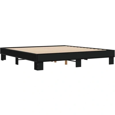 Image of vidaXL Bed Frame without Mattress Black 180x200 cm Super King