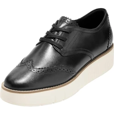 Image of Cole Haan Women&#039;s Grand City Platform Oxford, Black/Ivory, 5 UK