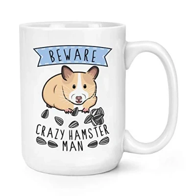 Image of Beware Crazy Hamster Man 15oz Large Mug Cup