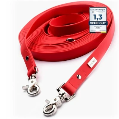 Image of PetTec Dog Training Lead Extra Long Leash with Easy Clip Metal Collar Hook Strong, Flexi, Waterproof Trioflex Material Heavy Duty Line Perfect for Walking, Running, and Outdoor Activity 5m