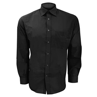 Image of Kustom Kit Mens Long Sleeve Business Shirt (19inch) (Black)