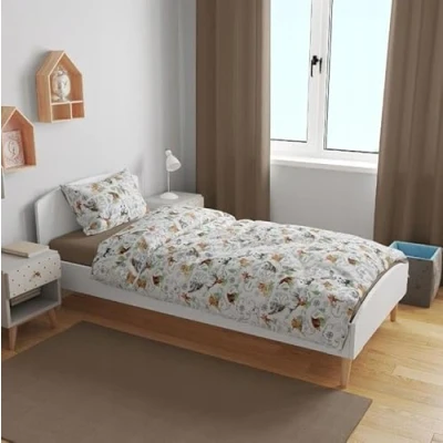 Image of BABYMAM Single 100% Organic Cotton Bedding Set 200x140cm Duvet Cover Pillowcase Bed (Continents)