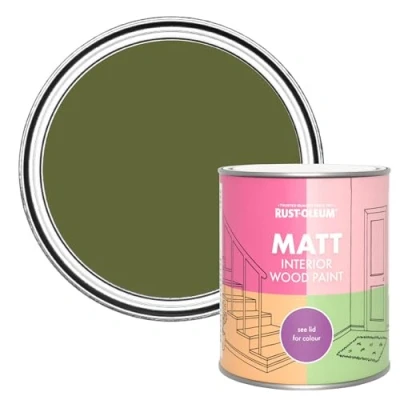 Image of Rust Oleum Green Interior Wood Paint in Matt Finish Jasper 750ml