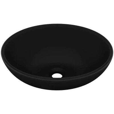 Image of vidaXL Luxury Basin Oval shaped Matt Black 40x33 cm Ceramic