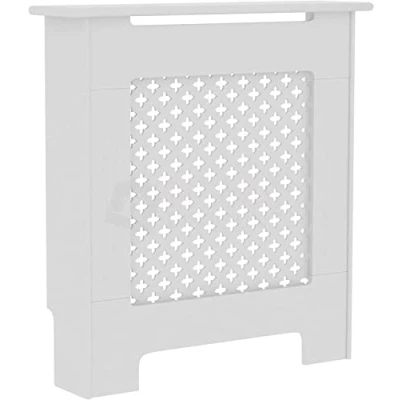 Image of Vida Designs Oxford Radiator Cover White Traditional Painted MDF Cabinet, Small (H: 82 / W: 78 D: 19 cm)