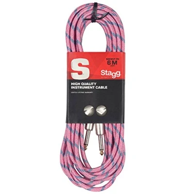 Image of Stagg SGC6VT PK 6 m S Series Tweed Jack to Instrument Cable Pink