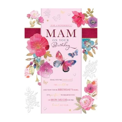Image of Words and Wishes Mam Birthday Greeting Card 9 x 6.25 Inches