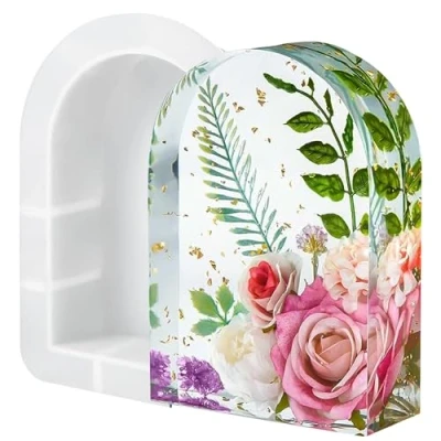 Image of Large Silicone Moulds for Resin, Rectangle Mould Epoxy Resin Casting Flowers Preservation Desktop Decorations (Arch)