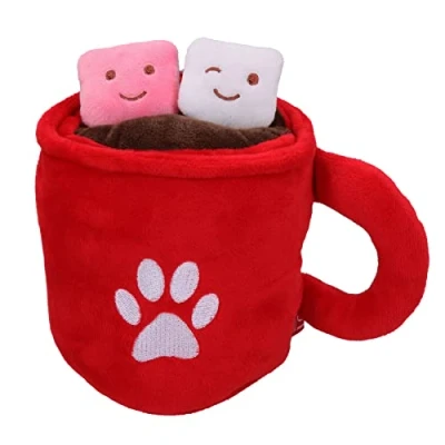 Image of AB Tools Dog Mellow Coco Mug Festive Squeaky Plush Play Toy Present