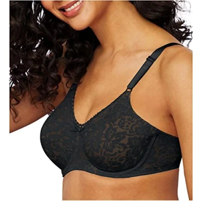 Image of Bali Women&#039;s N Smooth Stretch Lace Underwire Bra Df3432, Black, 42C