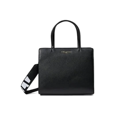 Image of KARL LAGERFELD Paris Maybelle Satchel, Black/Gold, One Size
