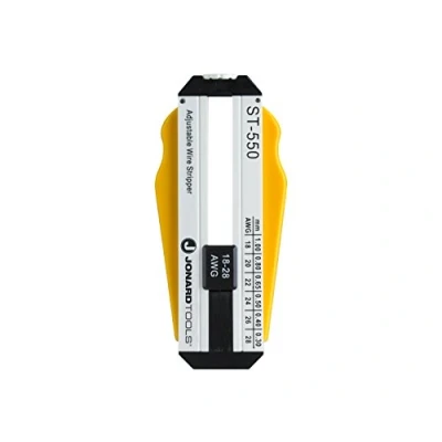 Image of Jonard Tools ST 550 ABS Adjustable Precision Wire Stripper, 18 To 28 AWG, Greyblackwhiteyellow, 3 57/64&quot; Length x 1 19/32&quot; Height Thickness