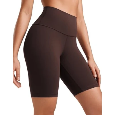 Image of CRZ Yoga Womens Butterluxe 8&#039;&#039; Shorts High Waisted Workout Gym Leggings Running Spandex Biker Hot Fudge Brown 16