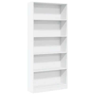 Image of vidaXL Bookcase Bookshelf White Engineered Wood Storage Cabinet/Living Room, Bedroom, Hallway Book Rack 80x24x176 cm Modern, Freestanding
