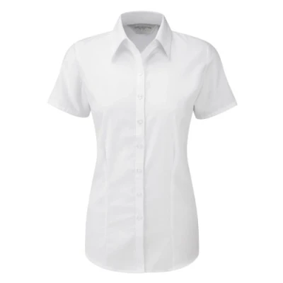 Image of Russell Athletic Womens/ladies Herringbone Short Sleeve Work Shirt (White) Size 3XL