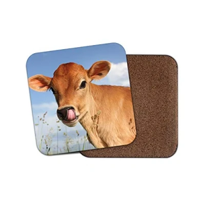 Image of 1 x Pretty Jersey Calf Coaster Cow Cattle Farm Animals Farmer Dad #15585