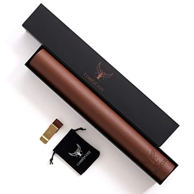 Image of ComfyCozy Leather Desk Pad And Pen Holder Large Gaming Laptop PC Computer Non Slip Mouse Mat For Desks Luxury Gift Keyboard Office Mousepad Accessories Protector Mats Gifts 80*40cm