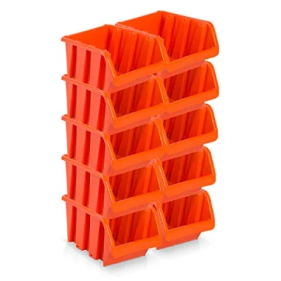 Image of Pack of 10 storage boxes, size 2, red brown (15.5 x 7 cm).