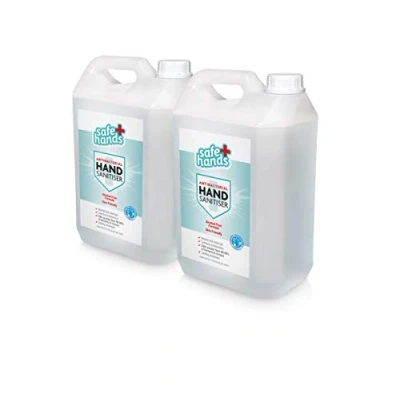 Image of Safe Hands Hand Sanitiser Gel Alcohol Free 5 litre (2 Pack) Antibacterial &amp; Antiviral Non Sanitizer Kills &gt;99.99% of Bacteria Viruses Fully Tested Certified Refill