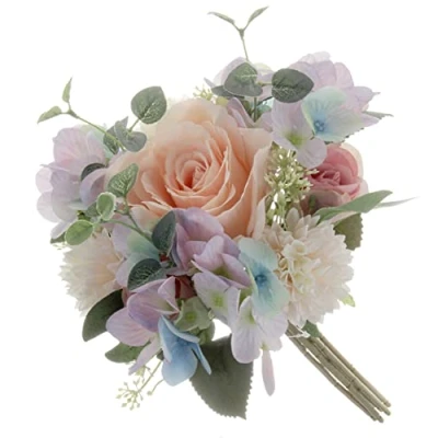 Image of Corsage Creations Eucalyptus, Rose &amp; Hydrangea Bush Cream/Pink (32cm long)