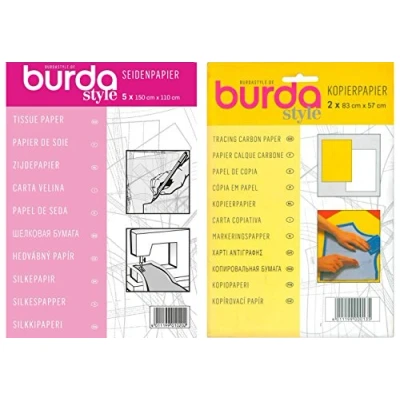Image of Burda Double Pack Dressmakers Tissue Paper 110 x 150cm + Yellow &amp; White Tracing Carbon 83x57cm, 2 Sheets
