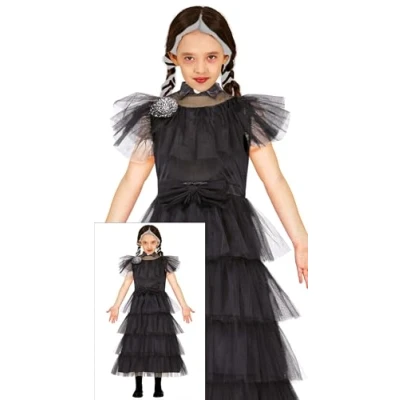 Image of FIESTAS GUIRCA Gothic Family Girl Night Queen Fancy Dress Elegant Black Halloween Girls Costumes 10 12 years
