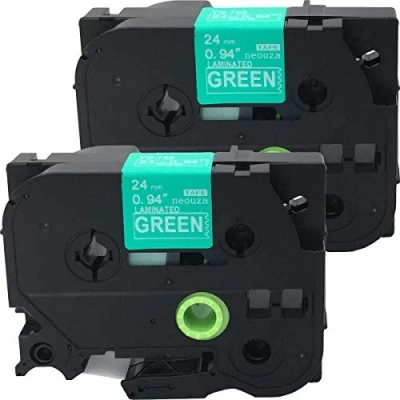 Image of NEOUZA 2PK Compatible for Brother P Touch Laminated TZe TZ 755 Label Tape 24mm x 8m (White on Green)