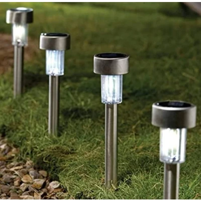 Image of Garden Mile Multipack Stainless Steel Solar Power LED Pathway Security Lights for The Garden, Outdoor Waterproof Lighting Stake Ideal Patio and Path (10)