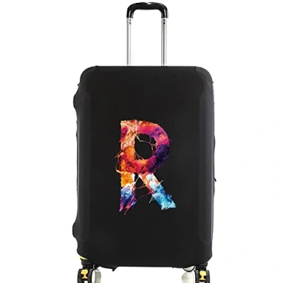 Image of initial letter Printed Design Travel Trolley Case Cover Protector Washable Suitcase Luggage Storage Covers for 18 28 inch (M (22 25 Luggage), Paint R)