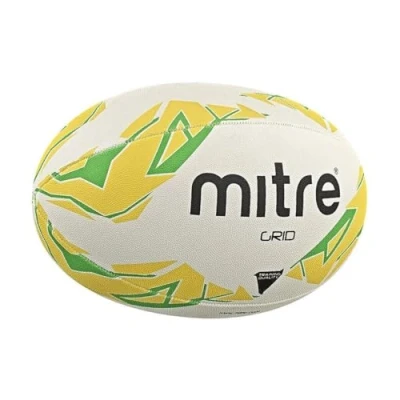 Image of Mitre Rugby Ball Extra Strong Lining Full Weight Hugely Popular, White/Yellow/Green, 4