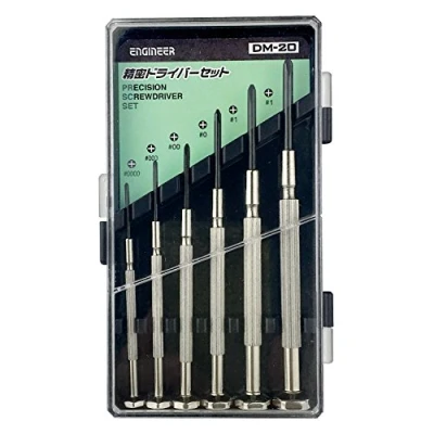 Image of 6 Piece Precision Screwdriver Set, Mini Sizes, Phillips (Cross Head) with Custom Hard case. ENGINEER dm 20