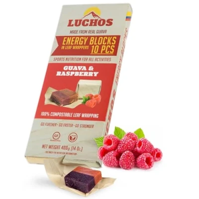 Image of LUCHOS Natural High Energy Bars Carb for Sports Endurance, Cycling &amp; Workouts Vegan Gluten Free Running Healthy Snack Bar Nutrition with Compostable Wrapper Raspberry, 10 Pack