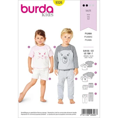 Image of Burda Sewing Pattern 9326 Toddler&#039;s Sleepwear Age 18M 7